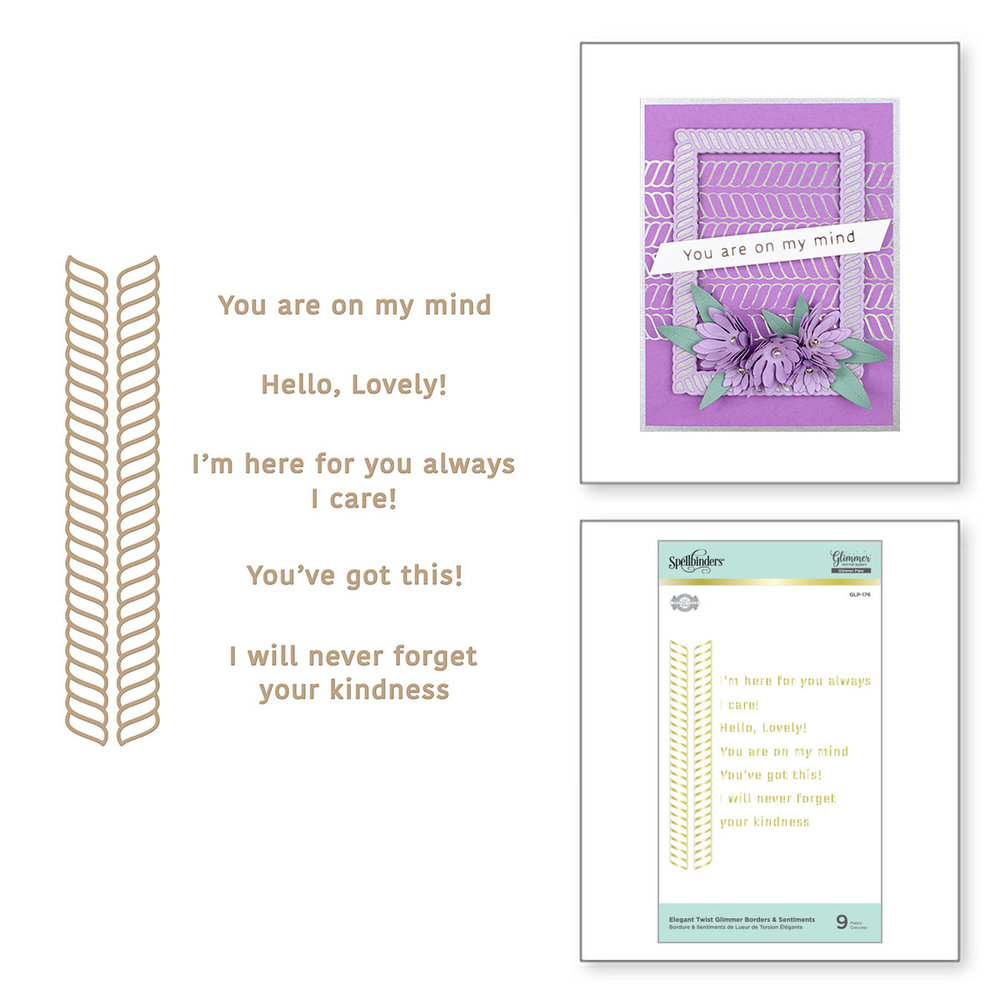 Spellbinders Elegant Twist Glimmer Borders & Sentiments Hot Foil Plates (GLP-176)