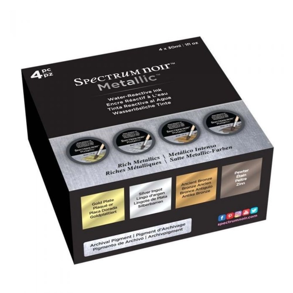 Spectrum Noir Metallic Liquid Ink Rich Metallics 30ml (4pcs) (SN-META-LI30-RMET4) Spectrum Noir Metallic Liquid Ink Rich Metallics 30ml (4pcs) (SN-META-LI30-RMET4)