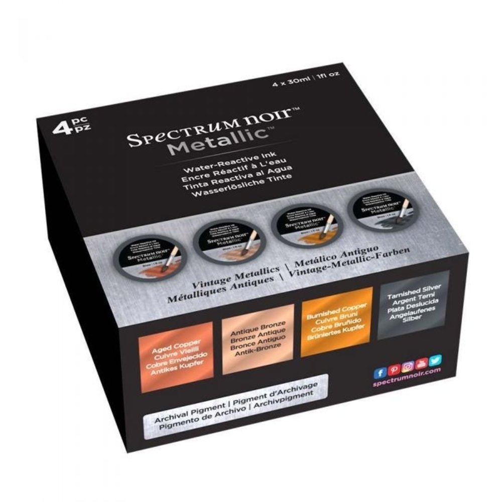 Spectrum Noir Metallic Liquid Ink Vintage Metallics 30ml (4pcs) (SN-META-LI30-VMET4) Spectrum Noir Metallic Liquid Ink Vintage Metallics 30ml (4pcs) (SN-META-LI30-VMET4)