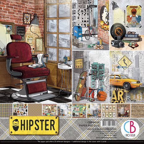 Ciao Bella Papercrafting Hipster 12x12 Inch Paper Pad (CBPM035)