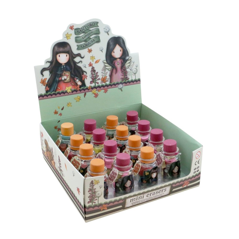 Gorjuss Mini Erasers In Glass Bottle Autumn Leaves (590GJD01)