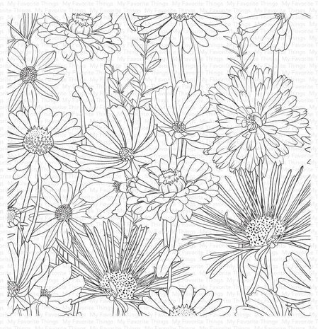 My Favorite Things Flower Field Rubber Background Stamp (BG-126)