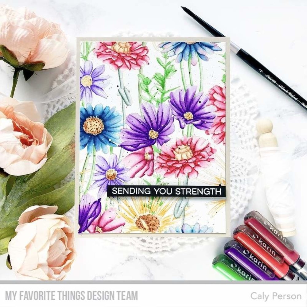 My Favorite Things Flower Field Rubber Background Stamp (BG-126)