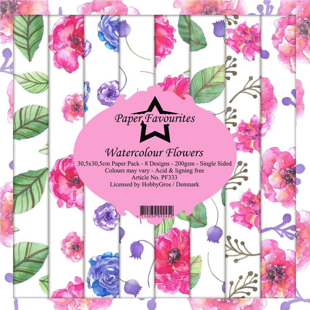 Paper Favourites Watercolour Flowers 12x12 Inch Paper Pack (PF333)