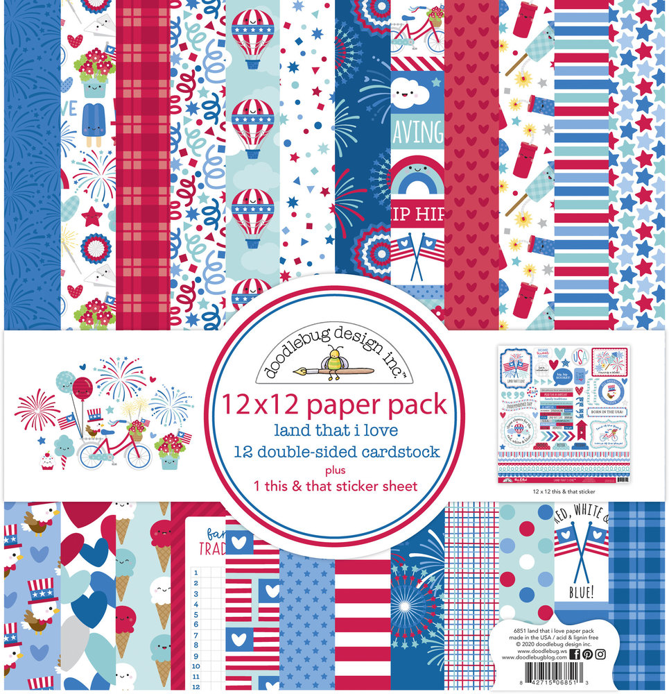 Doodlebug Design Inc. Land That I Love 12x12 Inch Paper Pack (6851) Doodlebug Design Inc. Land That I Love 12x12 Inch Paper Pack (6851)