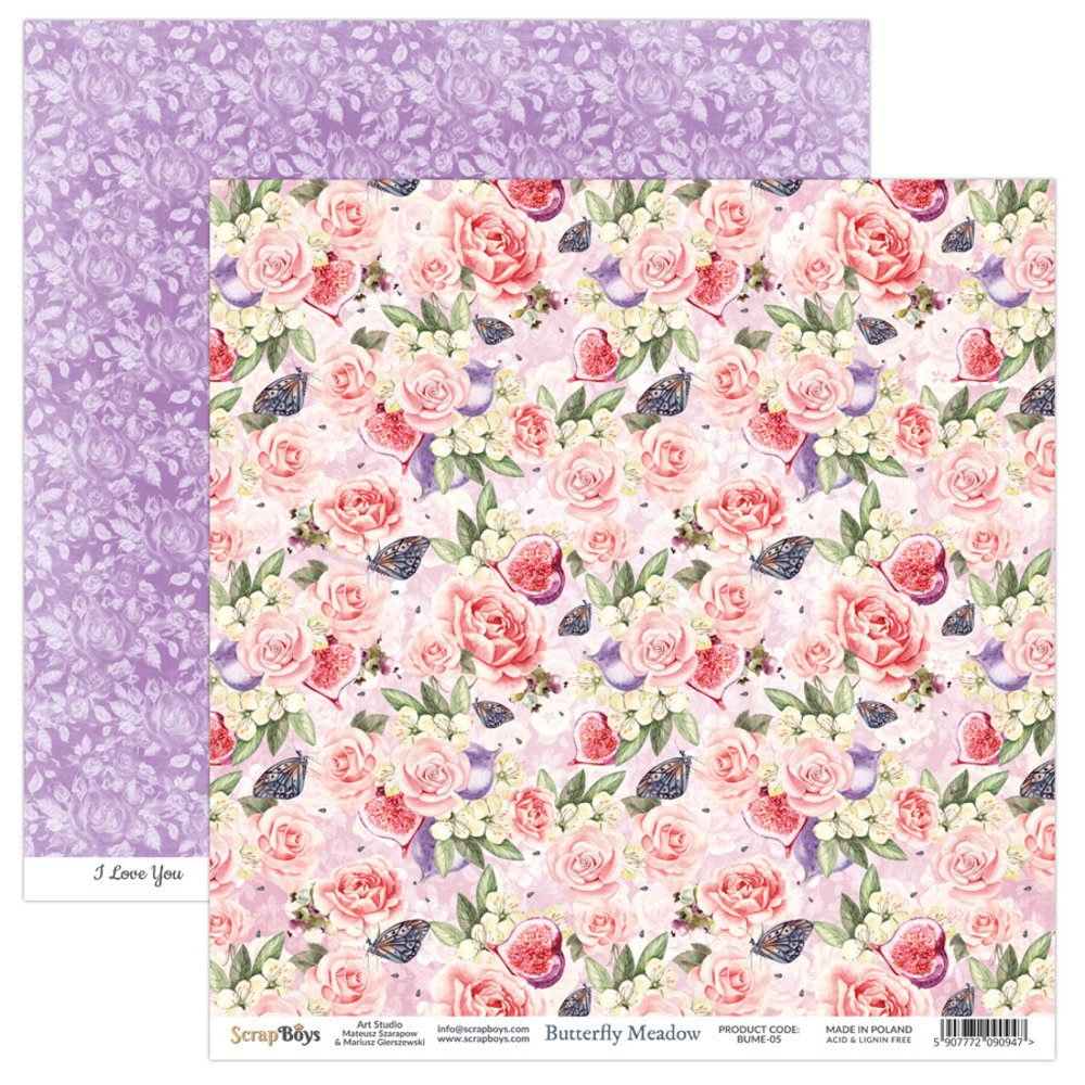 ScrapBoys Butterfly Meadow 12x12 Inch Paper Set (BUME-08)
