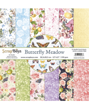 ScrapBoys Butterfly Meadow 12x12 Inch Paper Set (BUME-08)