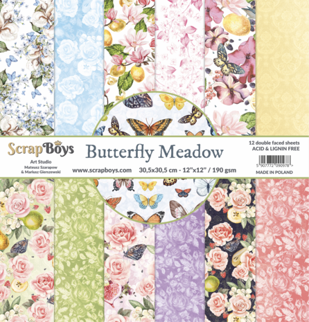 ScrapBoys Butterfly Meadow 12x12 Inch Paper Set (BUME-08)