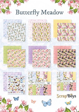 ScrapBoys Butterfly Meadow 12x12 Inch Paper Set (BUME-08)
