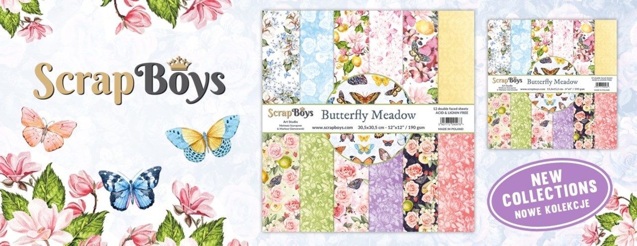 ScrapBoys Butterfly Meadow 12x12 Inch Paper Set (BUME-08)