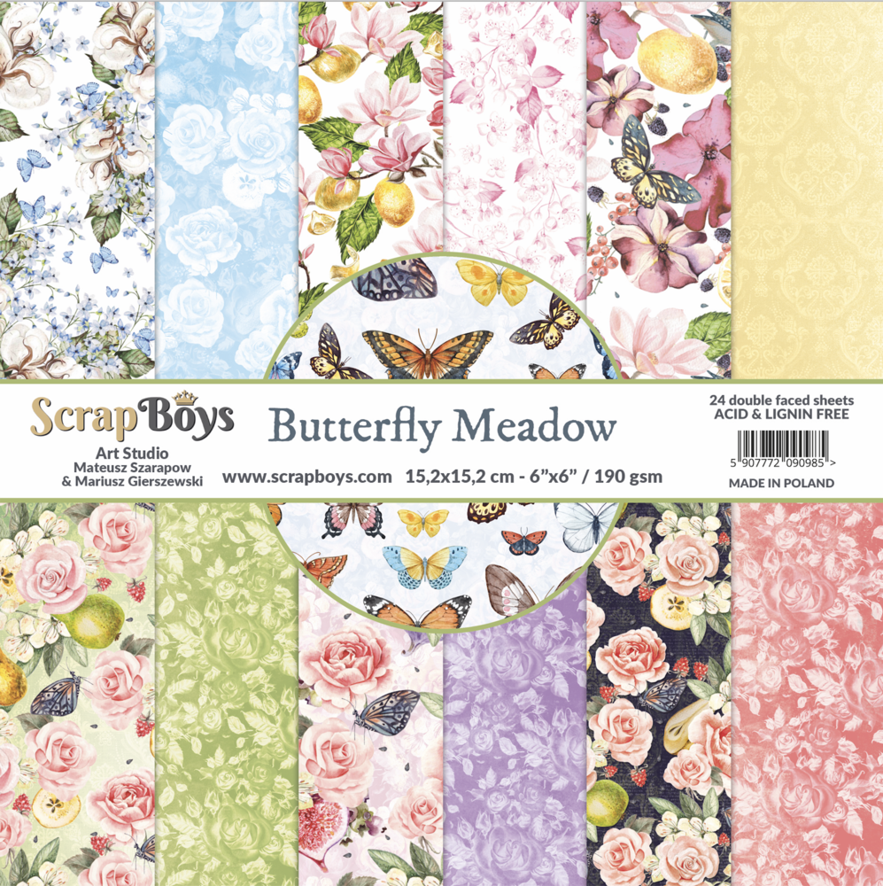 ScrapBoys Butterfly Meadow 6x6 Inch Paper Pad (BUME-09) ScrapBoys Butterfly Meadow 6x6 Inch Paper Pad (BUME-09)