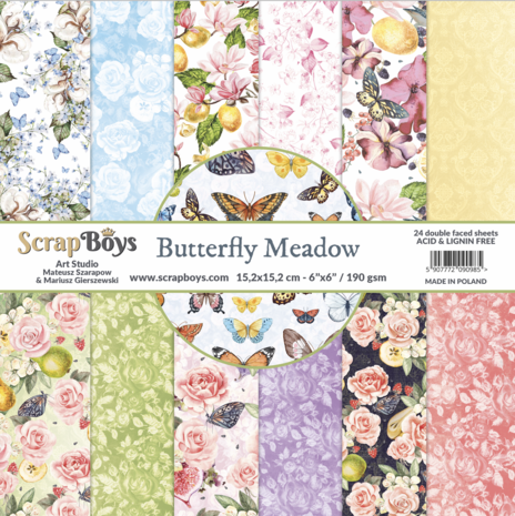 ScrapBoys Butterfly Meadow 6x6 Inch Paper Pad (BUME-09) ScrapBoys Butterfly Meadow 6x6 Inch Paper Pad (BUME-09)