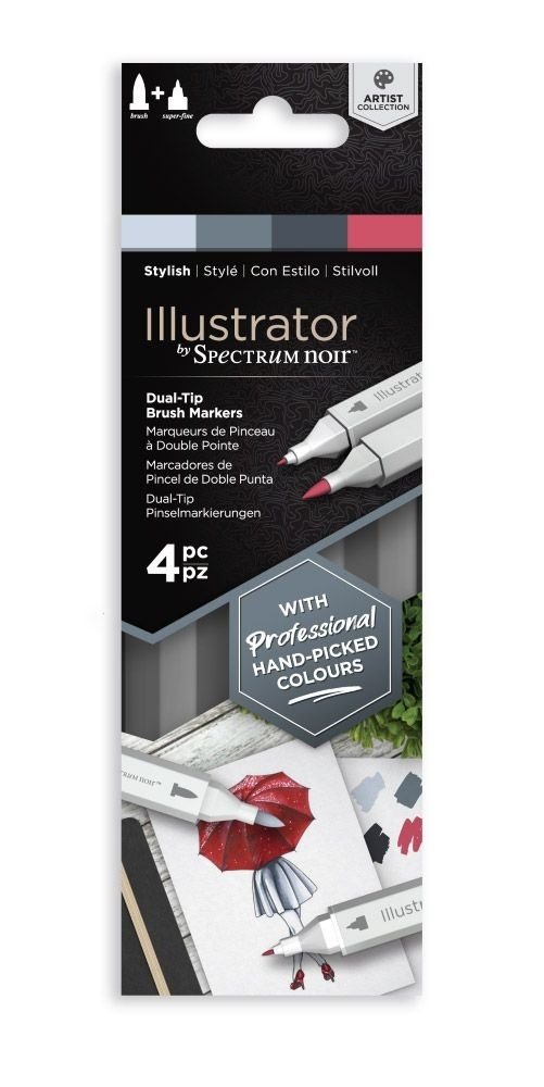 Spectrum Noir Illustrator Stylish Alcohol Markers Essentials (4pcs) (SN-IL4-STY) Spectrum Noir Illustrator Stylish Alcohol Markers Essentials (4pcs) (SN-IL4-STY)