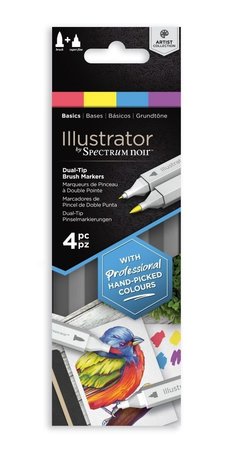 Spectrum Noir Illustrator Basics  Alcohol Markers Essentials (4pcs) (SN-IL4-BAS) Spectrum Noir Illustrator Basics  Alcohol Markers Essentials (4pcs) (SN-IL4-BAS)
