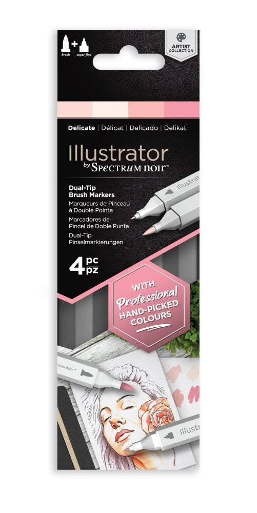 Spectrum Noir Illustrator Delicate Alcohol Markers Essentials (4pcs) (SN-IL4-DEL) Spectrum Noir Illustrator Delicate Alcohol Markers Essentials (4pcs) (SN-IL4-DEL)