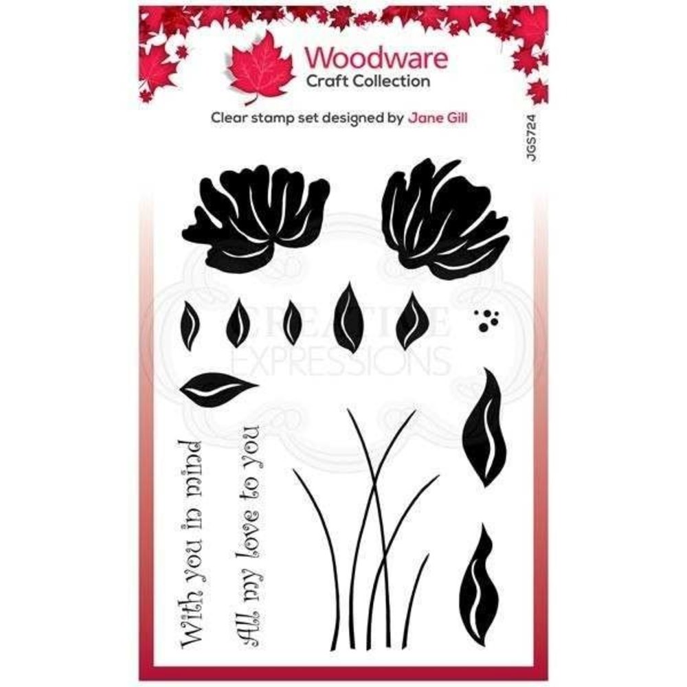 Woodware Singles Peony Set Clear Stamp Set (FRS824) Woodware Singles Peony Set Clear Stamp Set (FRS824)