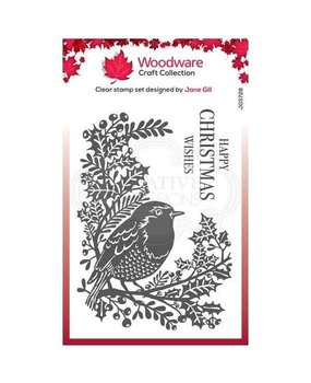 Woodware Singles Robin And Holly Clear Stamp Set (FRS728) Woodware Singles Robin And Holly Clear Stamp Set (FRS728)
