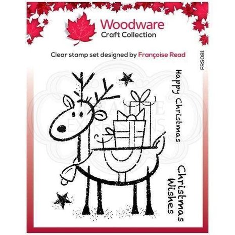 Woodware Singles Rudolp Pressies Clear Stamp Set (FRS081) Woodware Singles Rudolp Pressies Clear Stamp Set (FRS081)