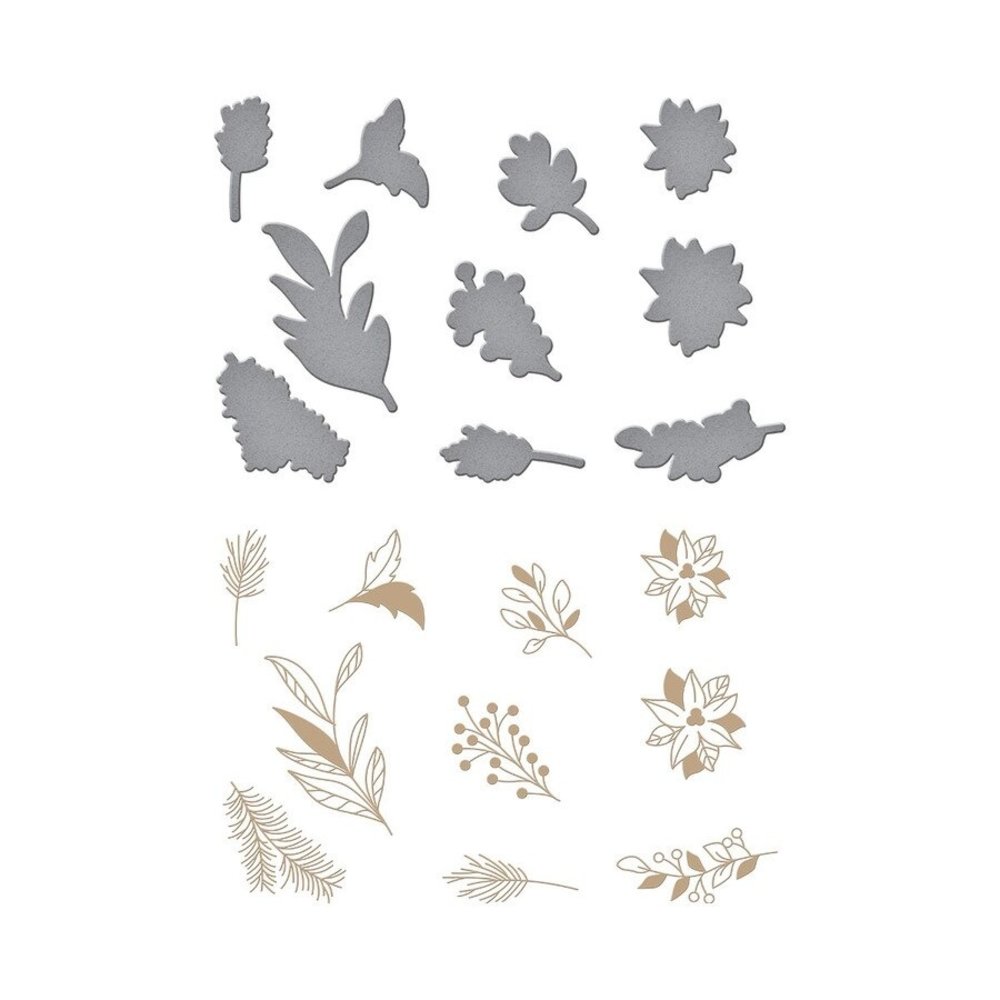 Spellbinders Christmas Organic Foliage Glimmer Hot Foil Plates & Dies (GLP-184)