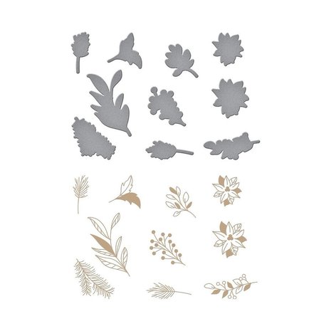 Spellbinders Christmas Organic Foliage Glimmer Hot Foil Plates & Dies (GLP-184)