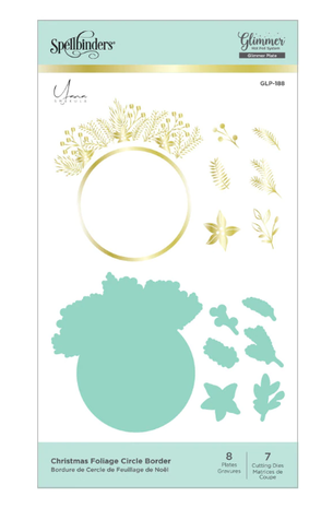 Spellbinders Christmas Foliage Circle Border Glimmer Hot Foil Plates & Dies (GLP-188)
