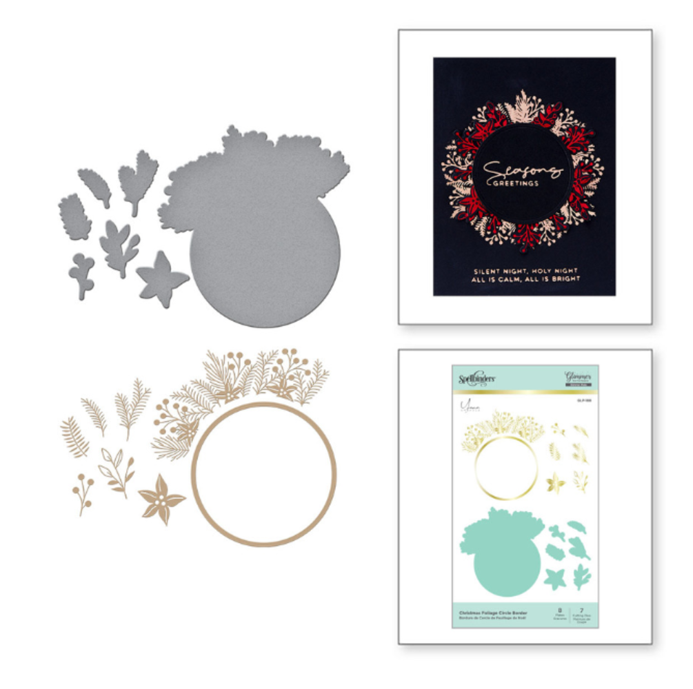 Spellbinders Christmas Foliage Circle Border Glimmer Hot Foil Plates & Dies (GLP-188)