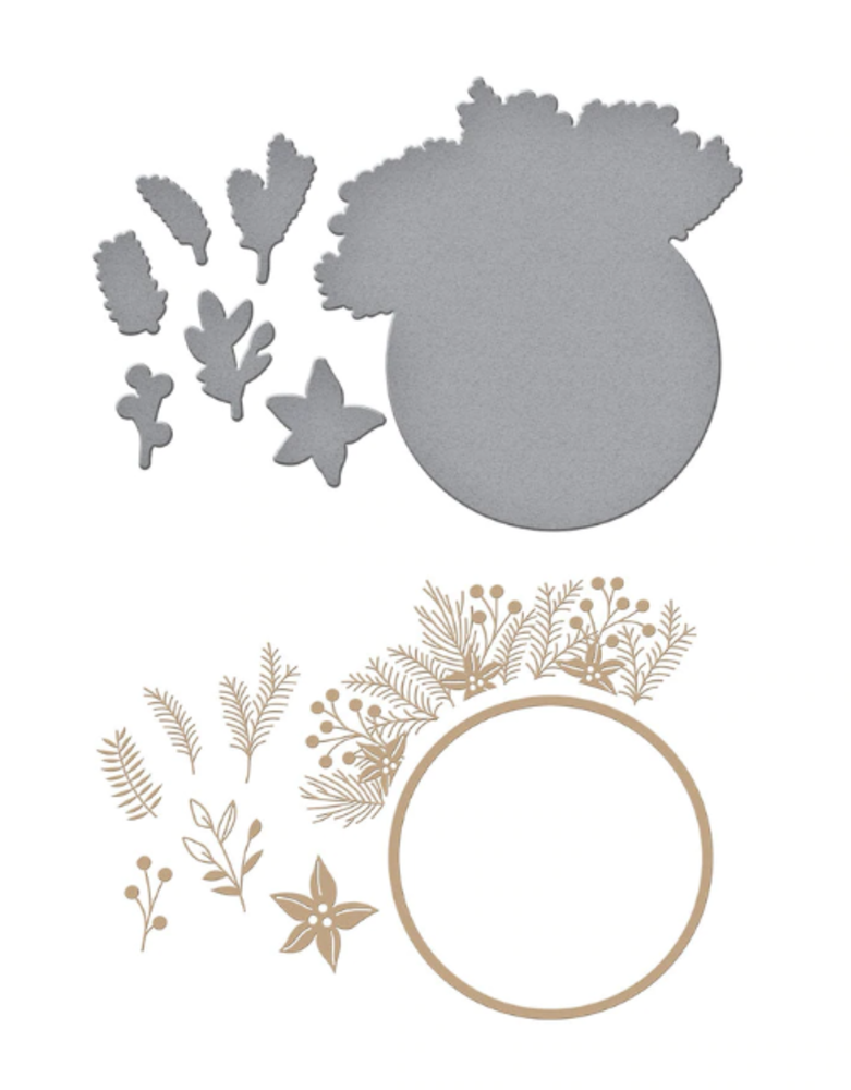 Spellbinders Christmas Foliage Circle Border Glimmer Hot Foil Plates & Dies (GLP-188)