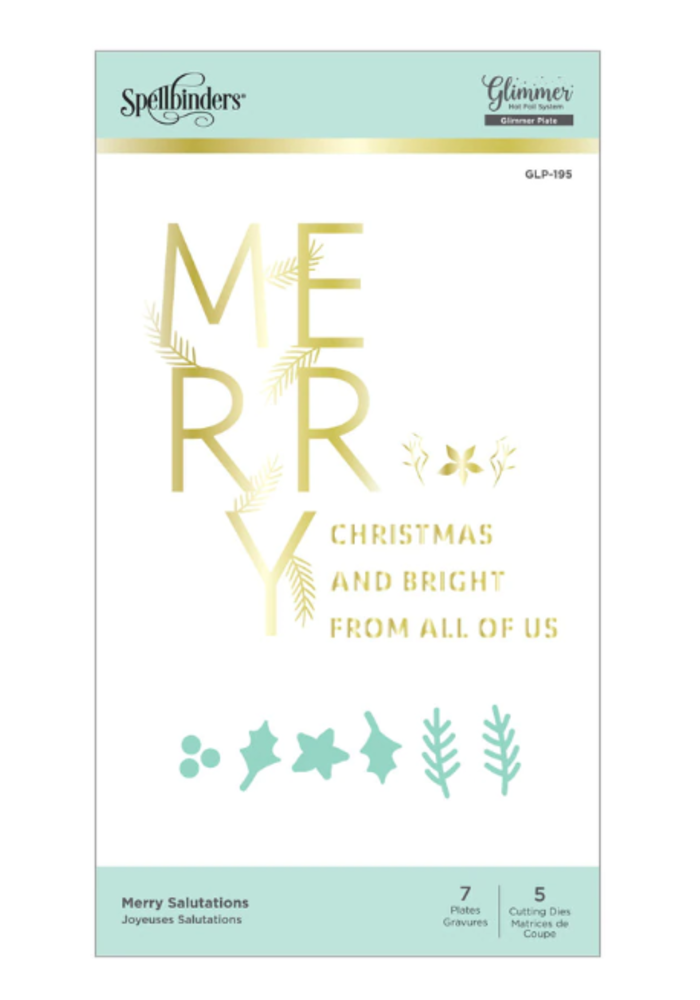 Spellbinders Merry Salutations Glimmer Hot Foil Plates & Dies (GLP-195) Spellbinders Merry Salutations Glimmer Hot Foil Plates & Dies (GLP-195)