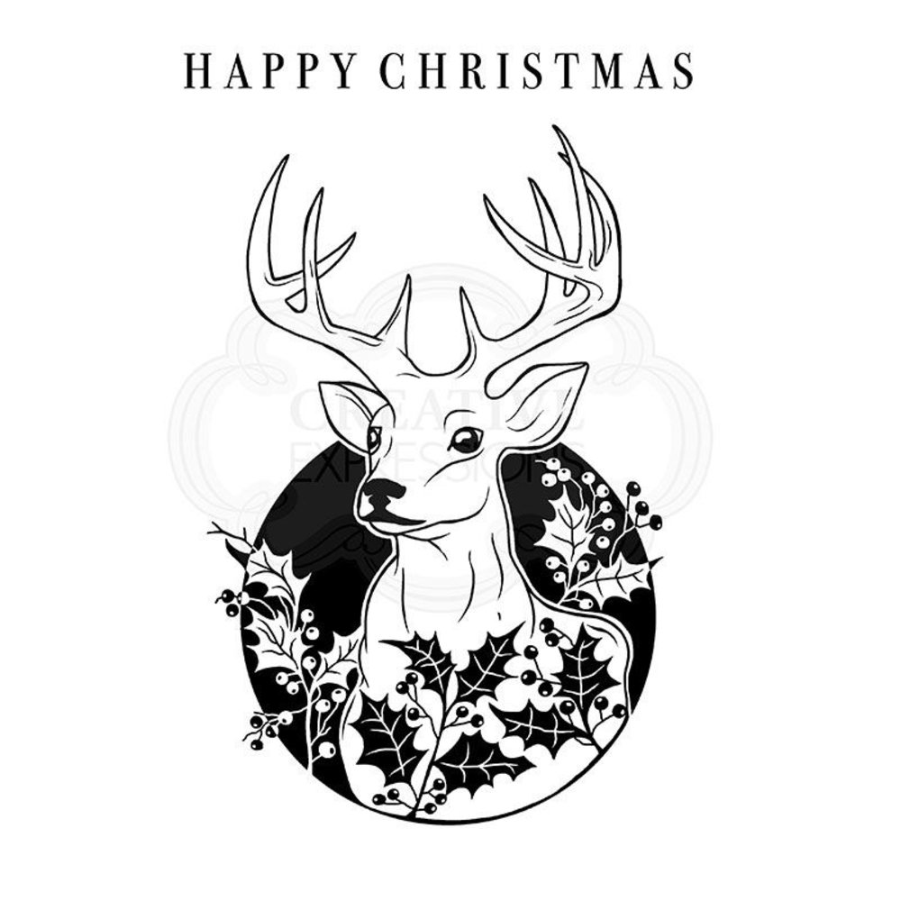 Woodware Singles Circle Deer Clear Stamp Set (JGS731)