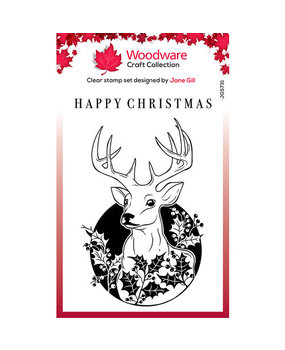 Woodware Singles Circle Deer Clear Stamp Set (JGS731)