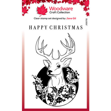 Woodware Singles Circle Deer Clear Stamp Set (JGS731)