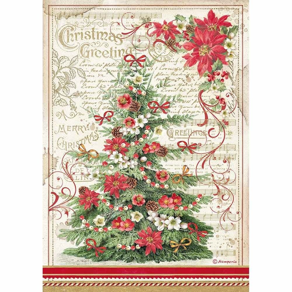Stamperia Classic Christmas Rice Paper A4 Christmas Greetings Tree (DFSA4476) Stamperia Classic Christmas Rice Paper A4 Christmas Greetings Tree (DFSA4476)