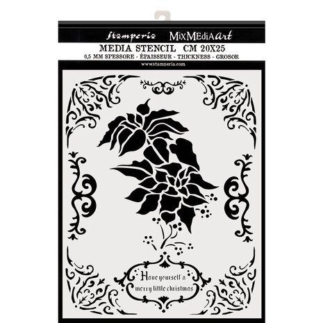 Stamperia Mixed Media Stencil Thick 20x25cm Winter Tales Poinsettia (KSTD053) Stamperia Mixed Media Stencil Thick 20x25cm Winter Tales Poinsettia (KSTD053)