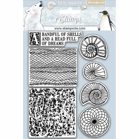 Stamperia Natural Rubber Stamps Arctic Antarctic Shells (WTKCC177)