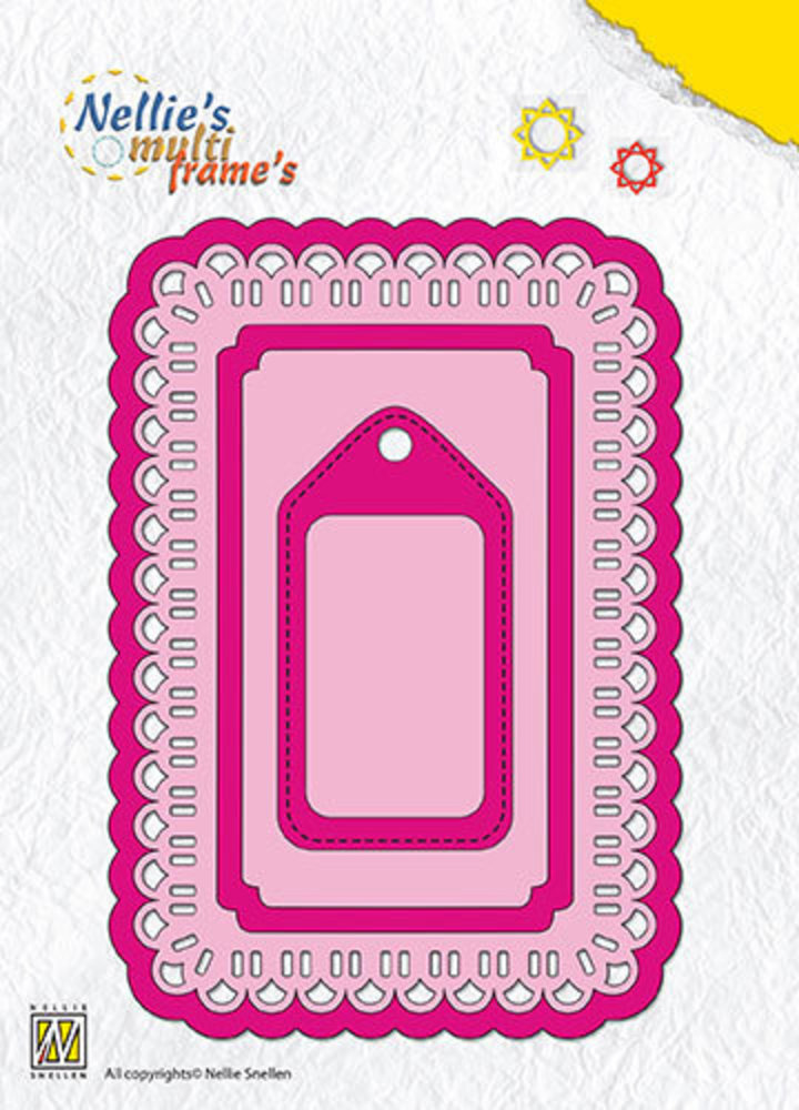 Nellie Snellen Multi Frame Dies Rectangle With Label Christmas Ribbon Weaving (MFD096)