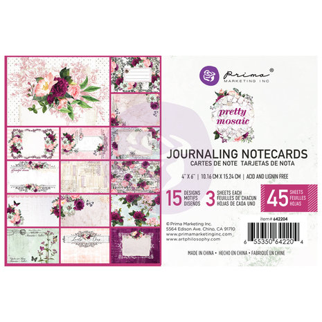 Prima Marketing Inc Pretty Mosaic 4x6 Inch Journaling Cards (642204)