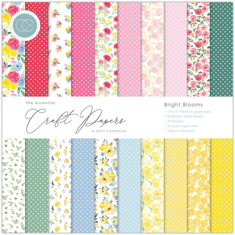 Craft Consortium Essential Craft Papers 12x12 Inch Paper Pad Bright Blooms (CCEPAD010) Craft Consortium Essential Craft Papers 12x12 Inch Paper Pad Bright Blooms (CCEPAD010)
