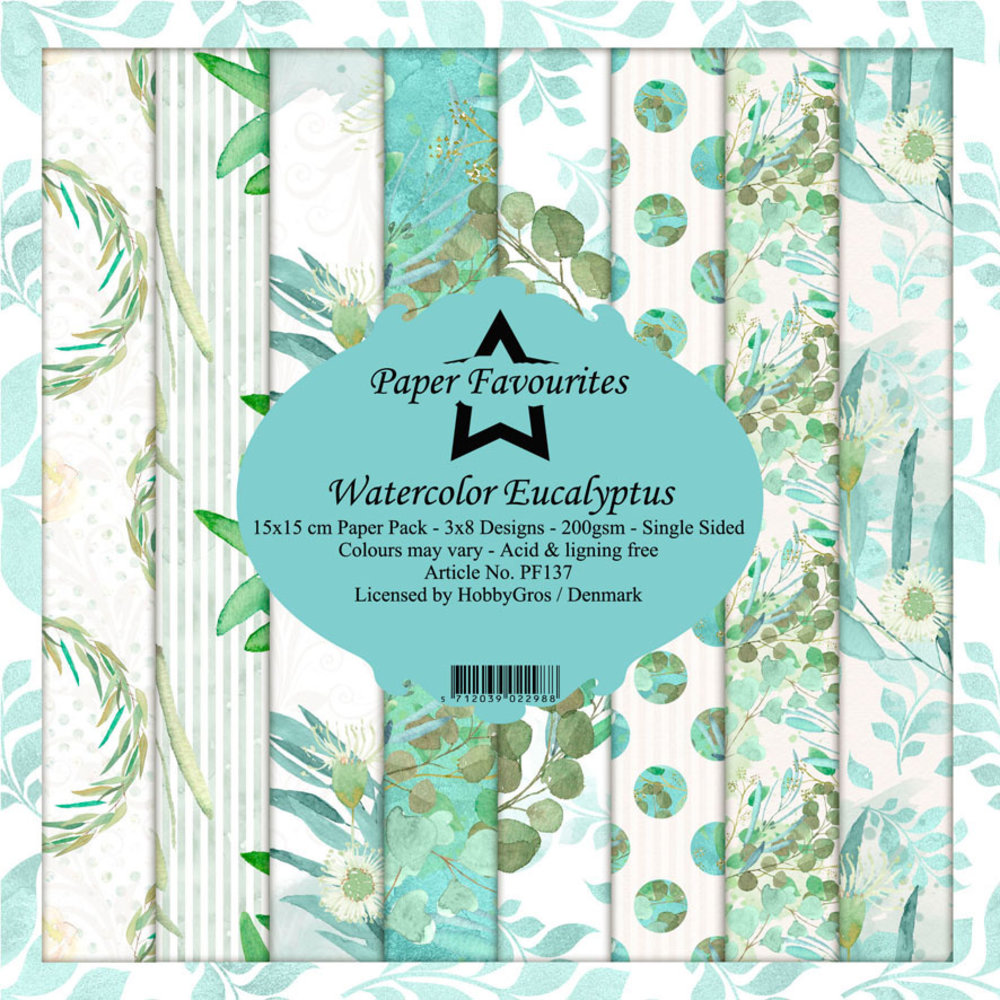 Paper Favourites Watercolor Eucalyptus 6x6 Inch Paper Pack (PF137)