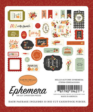 Carta Bella Hello Autumn Ephemera (CBHEA122024) Carta Bella Hello Autumn Ephemera (CBHEA122024)