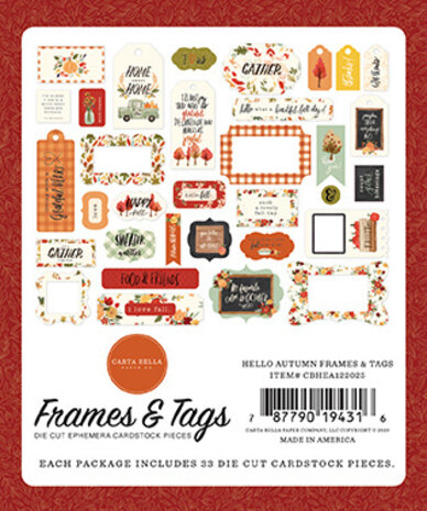 Carta Bella Hello Autumn Ephemera Frames & Tags (CBHEA122025) Carta Bella Hello Autumn Ephemera Frames & Tags (CBHEA122025)
