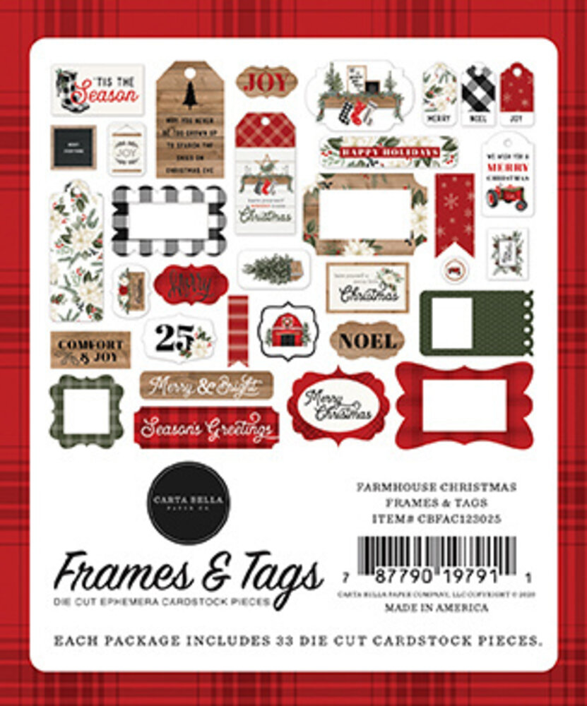 Carta Bella Farmhouse Christmas Ephemera Frames & Tags (CBFAC123025)