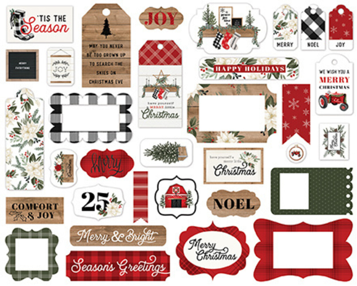 Carta Bella Farmhouse Christmas Ephemera Frames & Tags (CBFAC123025)