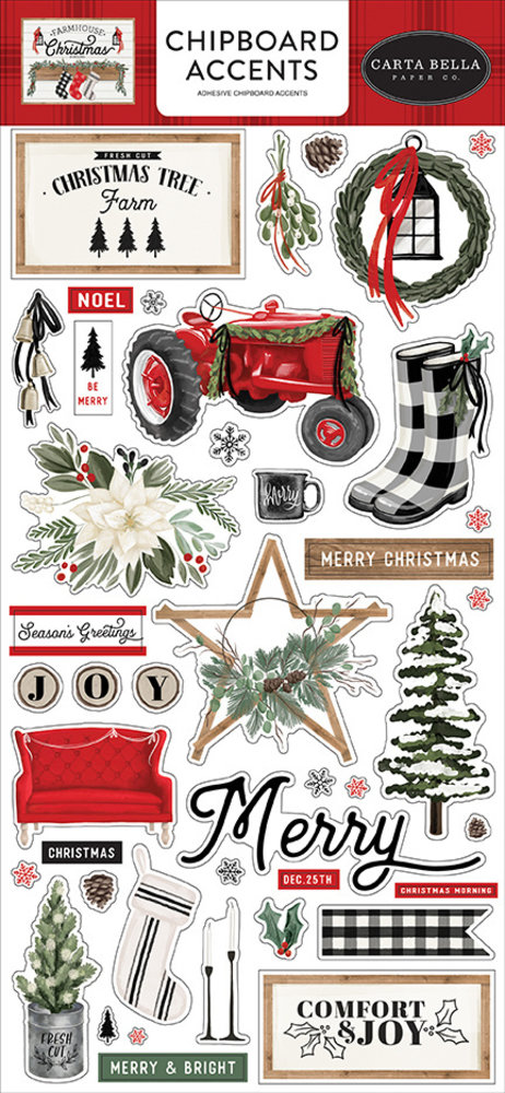 Carta Bella Farmhouse Christmas 6x13 Inch Chipboard Accents (CBFAC123021) Carta Bella Farmhouse Christmas 6x13 Inch Chipboard Accents (CBFAC123021)