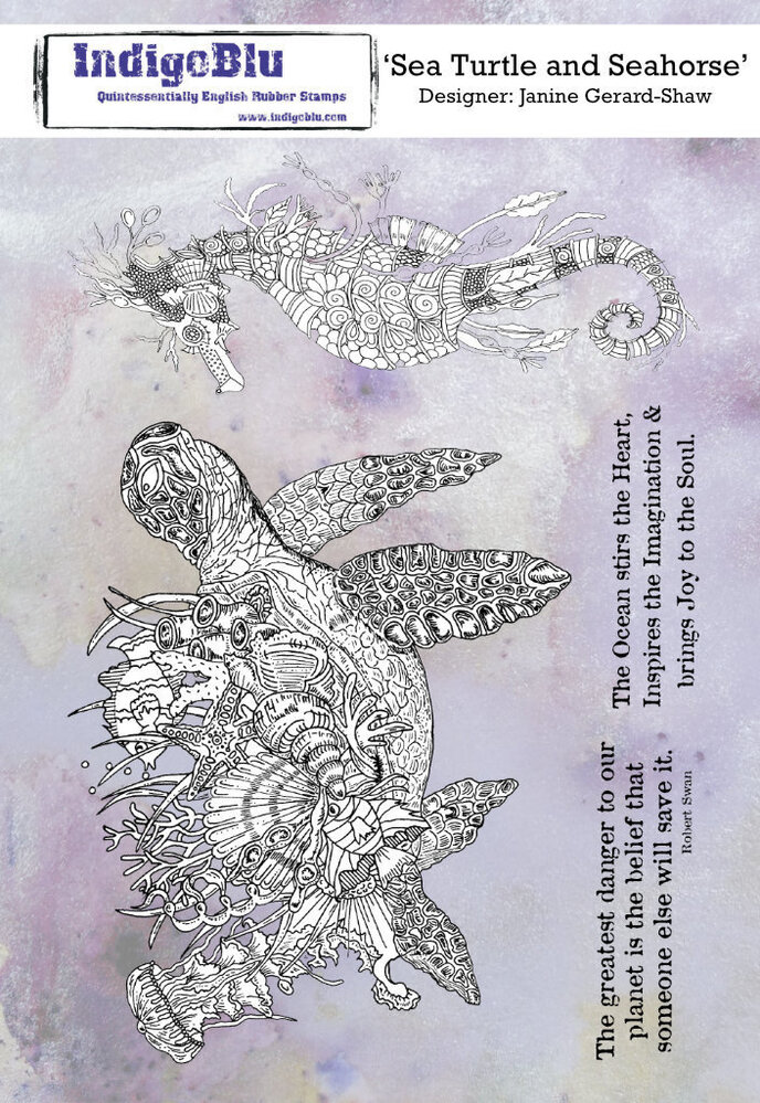 IndigoBlu Sea Turtle and Seahorse A5 Rubber Stamp (IND0666) IndigoBlu Sea Turtle and Seahorse A5 Rubber Stamp (IND0666)