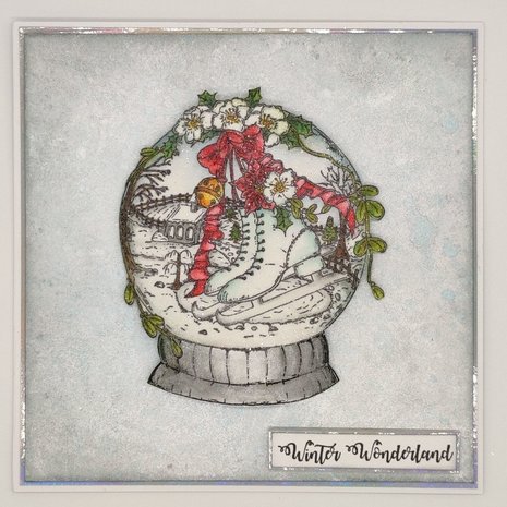 IndigoBlu Skates Snowglobe A6 Rubber Stamps (IND0675)