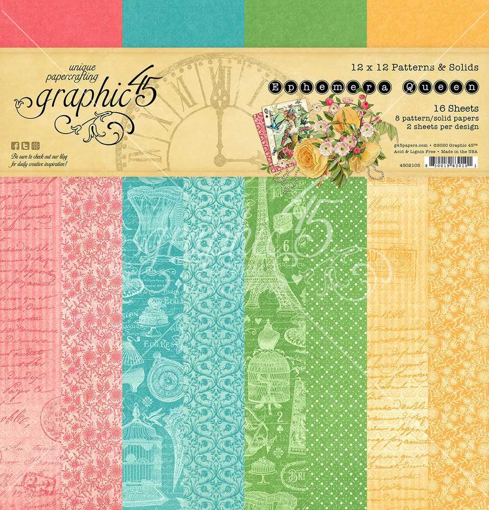 Graphic 45 Ephemera Queen 12x12 Inch Patterns & Solids (4502105)