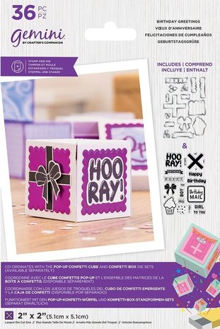 Gemini Birthday Greetings Stamp & Die (GEM-STD-BIGRE)