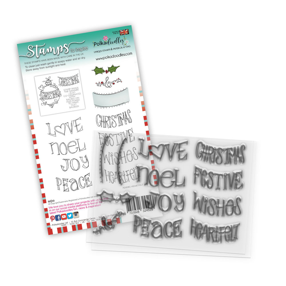 Polkadoodles Heartfelt & Joy Christmas Text Clear Stamps (PD8082)