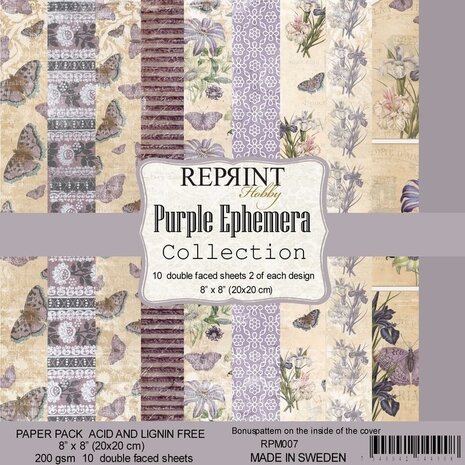 Reprint Purple Ephemera Collection 8x8 Inch Paper Pack (RPM007) Reprint Purple Ephemera Collection 8x8 Inch Paper Pack (RPM007)