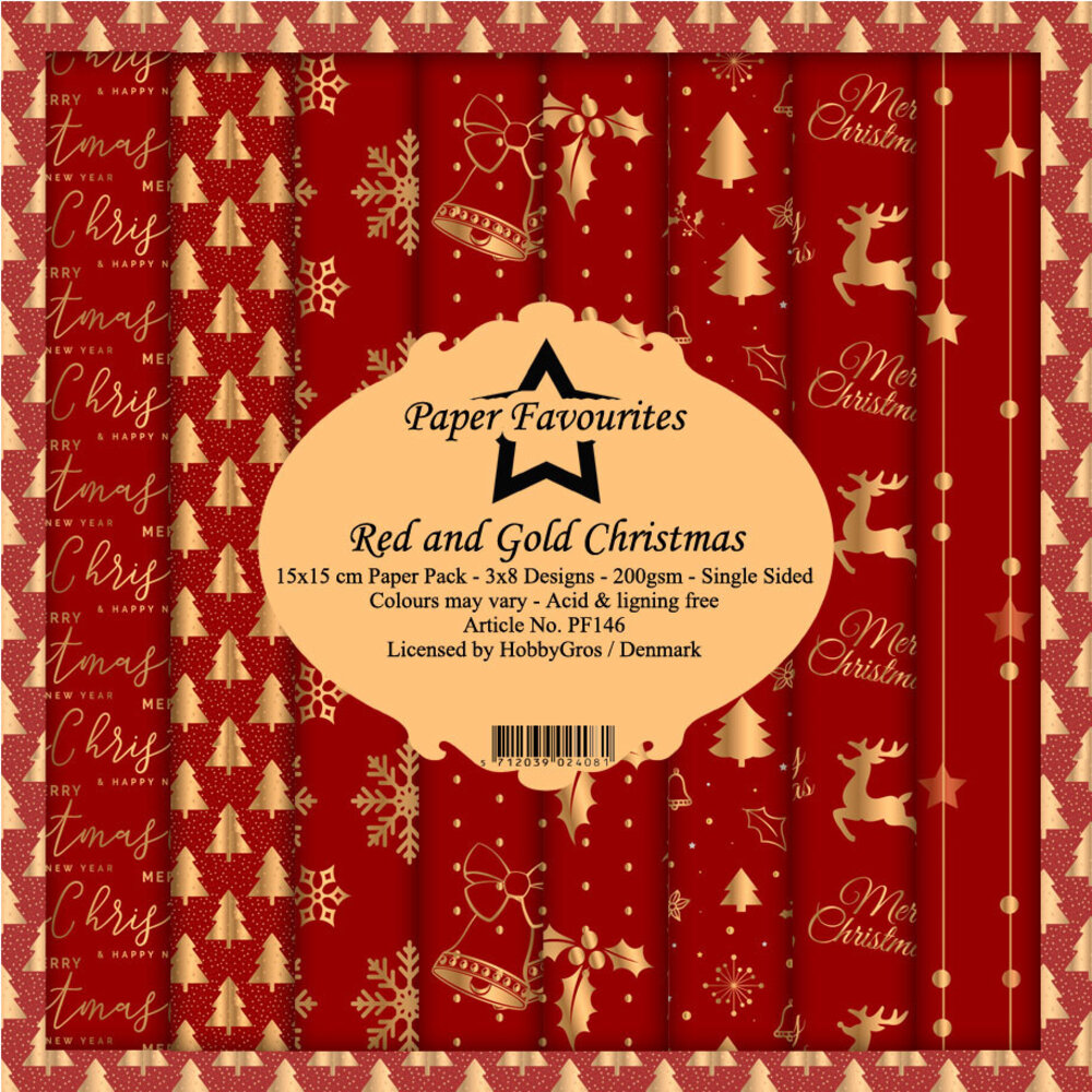Paper Favourites Red and Gold Christmas 6x6 Inch Paper Pack (PF146)